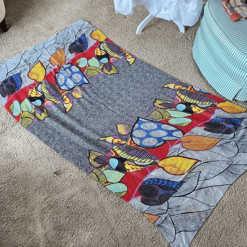Feria Mode NY Abstract Viscose Scarf / Wrap Sheer Colorful Art Print